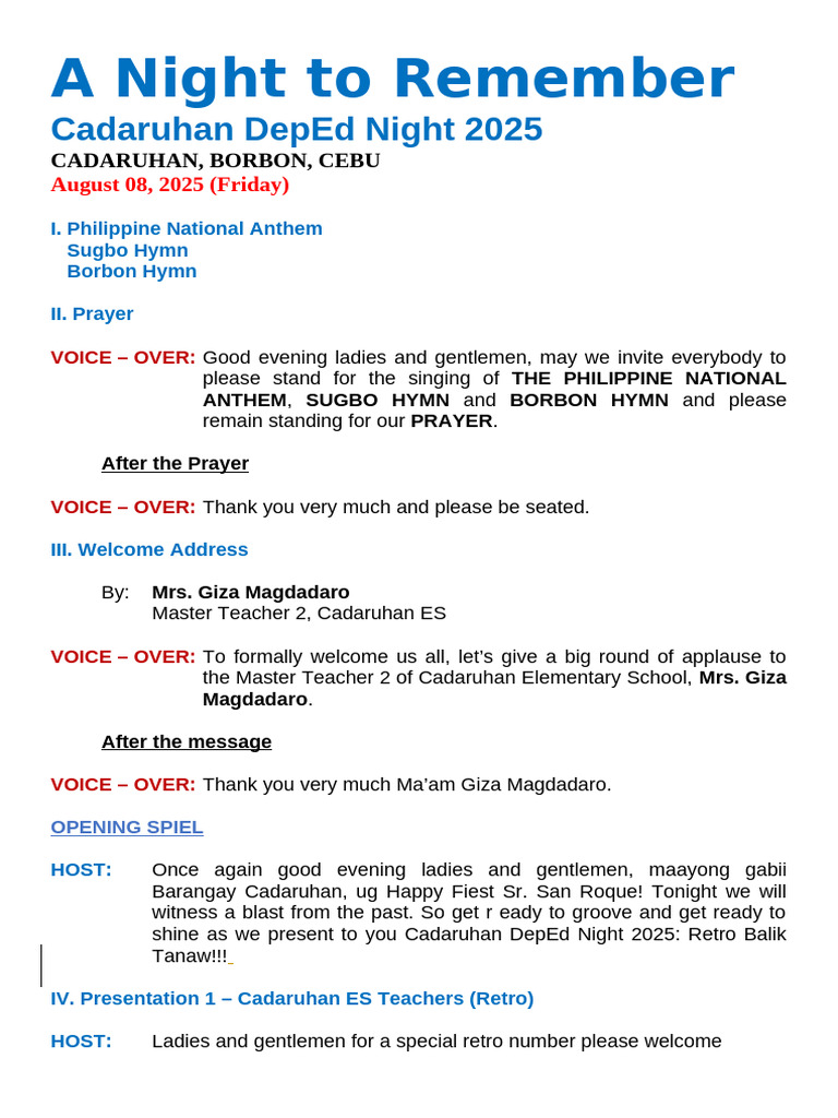 Cadaruhan DepEd Night 2025 | PDF | Performing Arts
