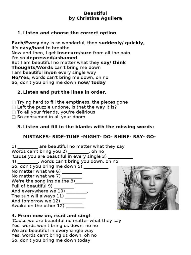 Beautiful by Christina Aguilera | PDF