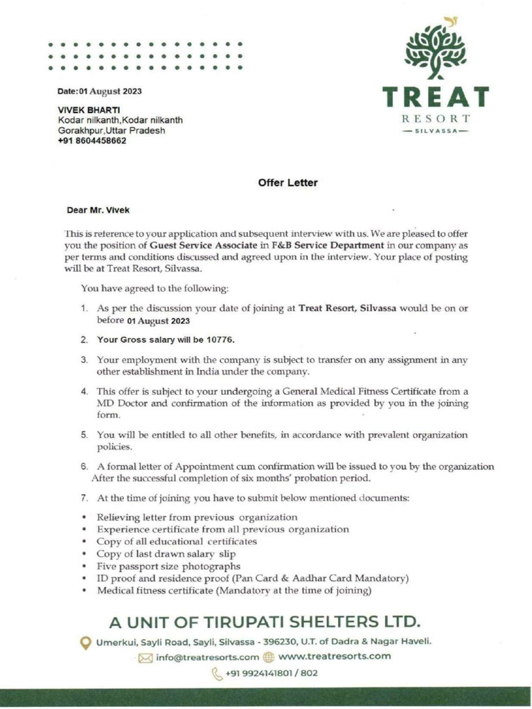 Offer Letter | PDF