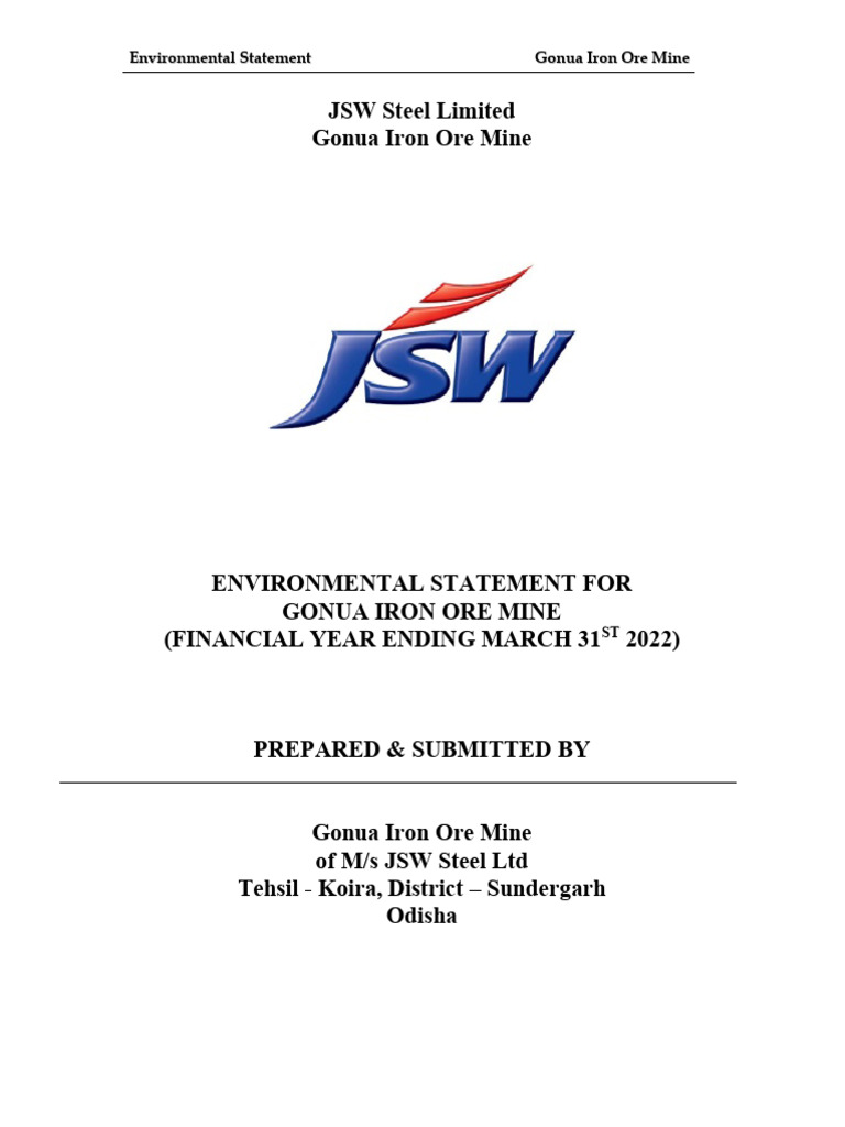 Gonua Iron Ore Mine Environmental Statement | PDF | Mining | Waste
