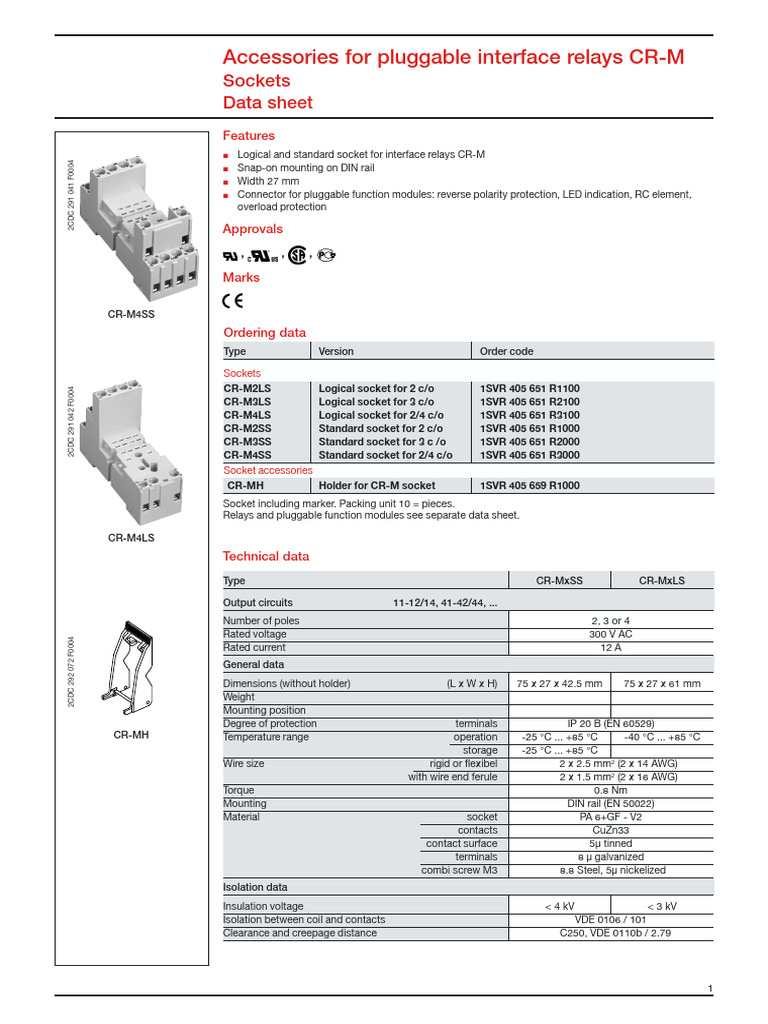 CR-M Socket Data Sheet and Specifications | PDF | Electrical Connector ...