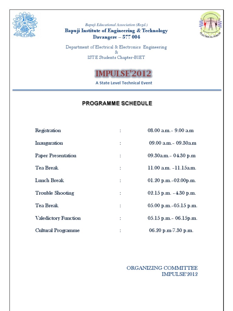 Impulse 2012: Technical Event Schedule | PDF | Technology & Engineering