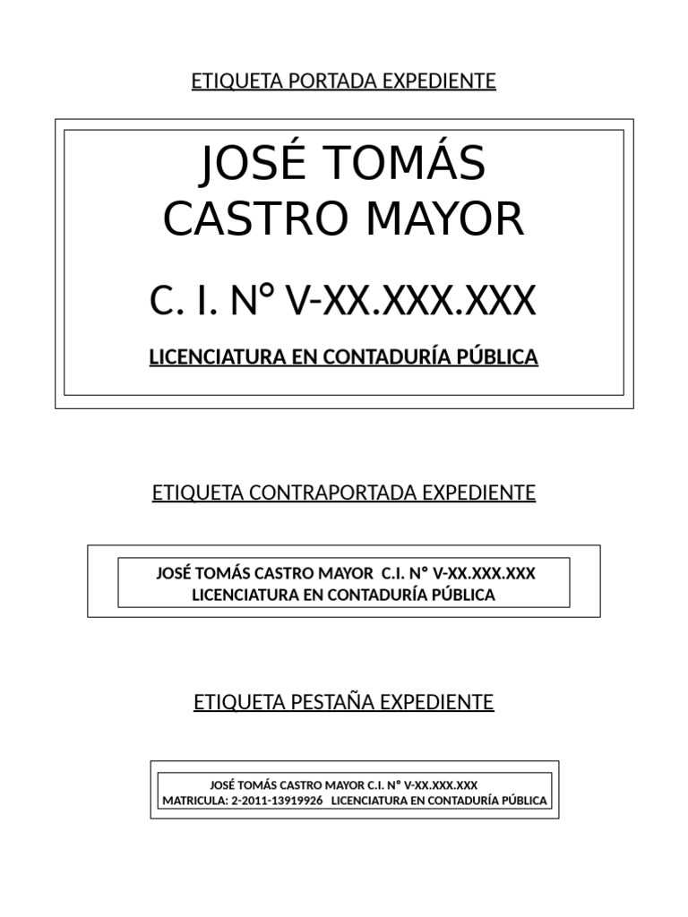 Etiquetas Expediente | PDF