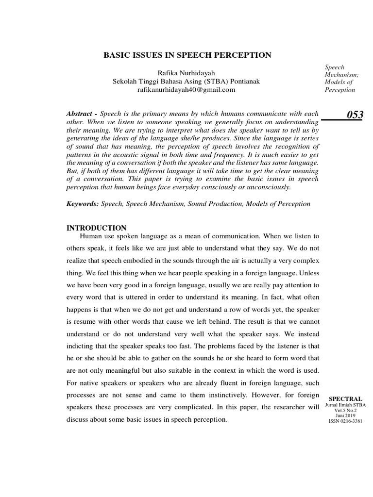 Key Concepts in Speech Perception | PDF | Phonetics | Human Voice