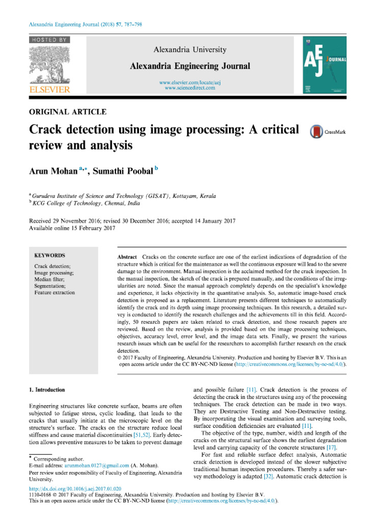 Crack Detection Using Image Processing A Critical | PDF