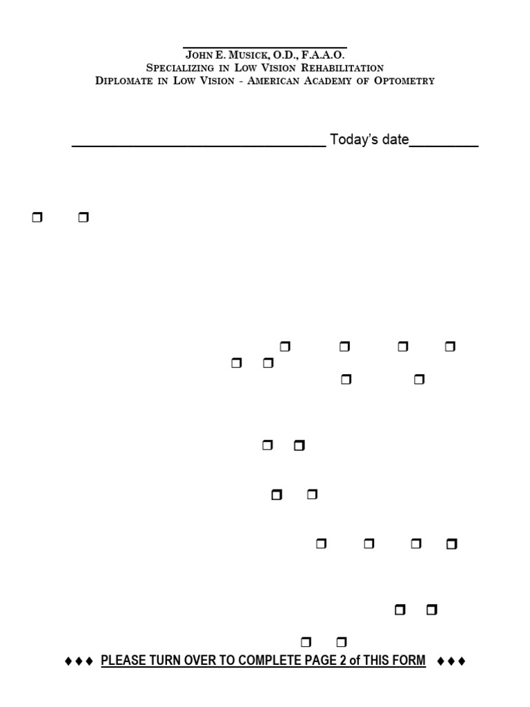 Low Vision Patient History Form Mailer Two Page 05082003 | PDF | Visual ...