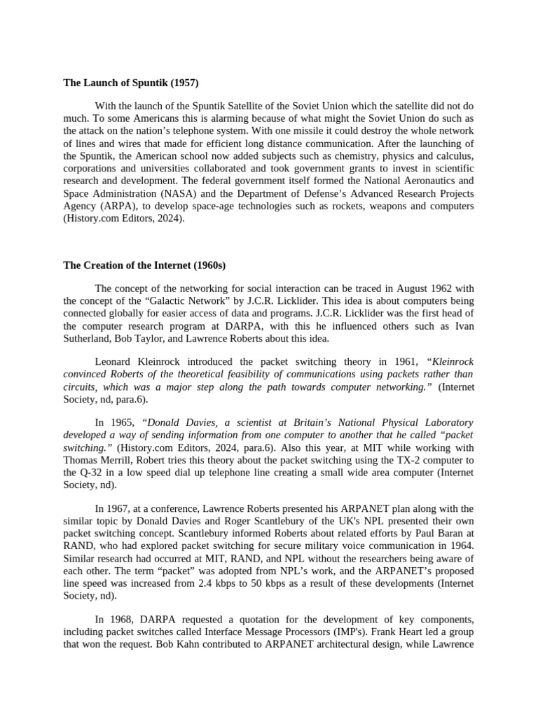 The Birth of the Internet: Key Milestones | PDF | Internet Protocol ...
