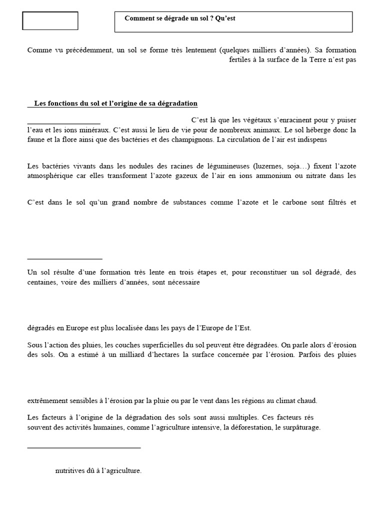 Dégradation et préservation des sols | PDF | Sol (pédologie) | Agriculture