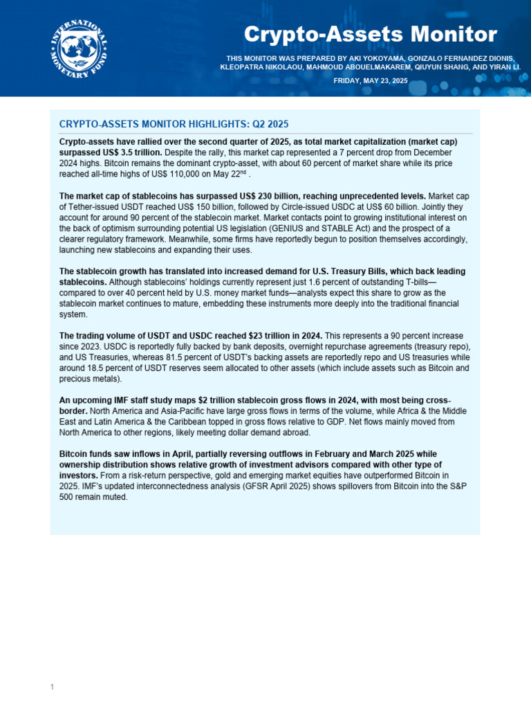 Crypto Assets Monitor | PDF | Cryptocurrency | Repurchase Agreement