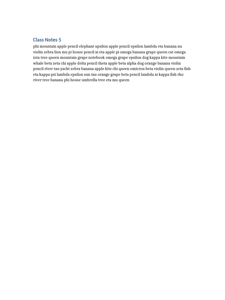 Class Notes: Alphabet & Objects List | PDF