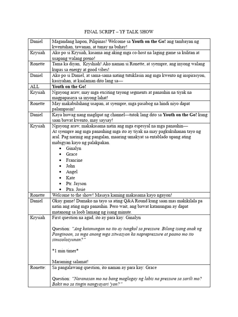 Final Script - Yf | PDF