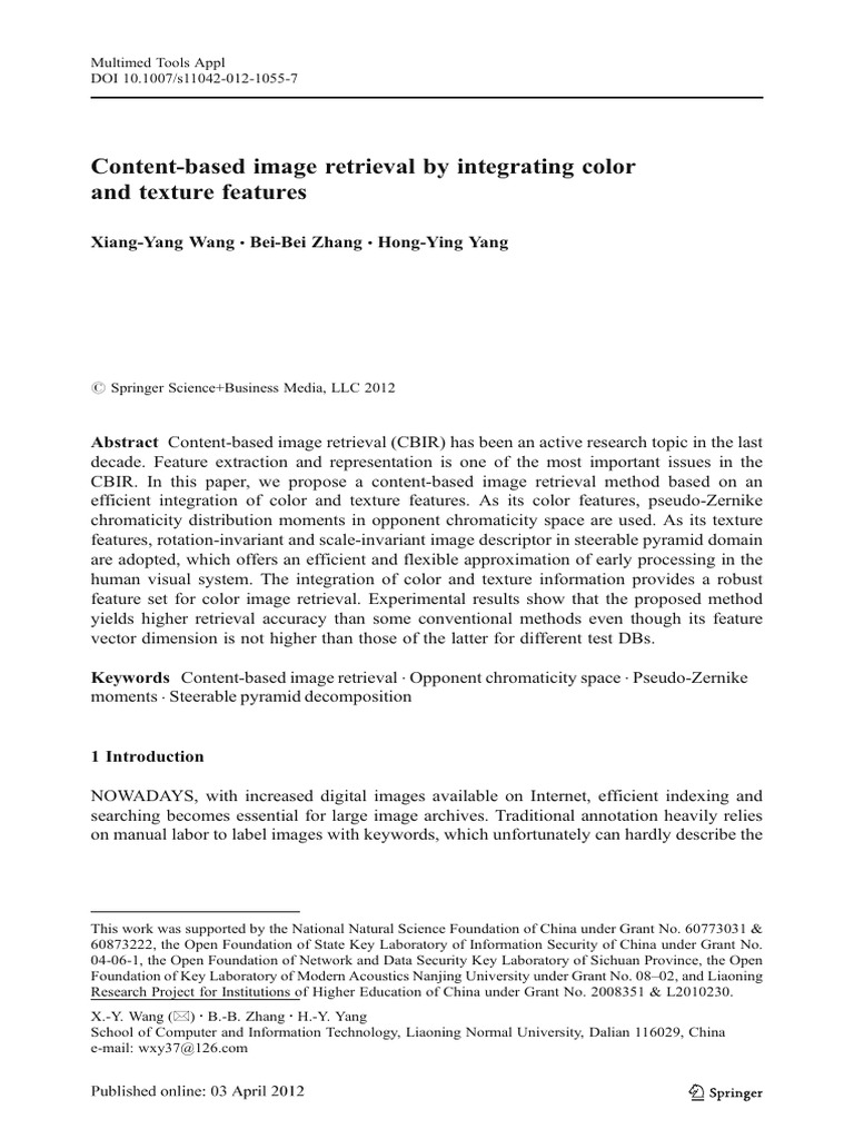 6 CBIR by Integrating Color and Texture 2012 | PDF | Wavelet | Vision
