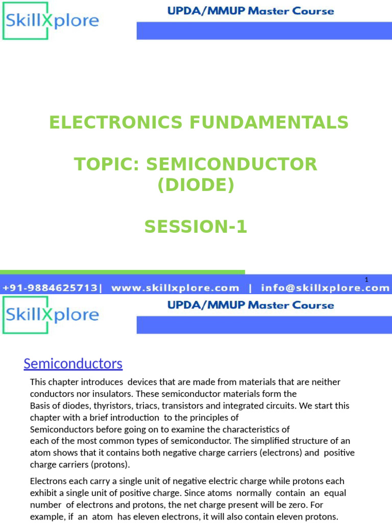 Electronics Fundamentals Session-1 | PDF | P–N Junction | Diode