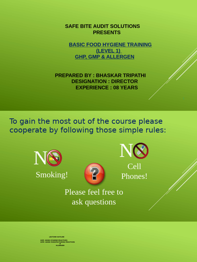 Basic Food Hygiene Training Overview | PDF | Food Allergy | Hygiene