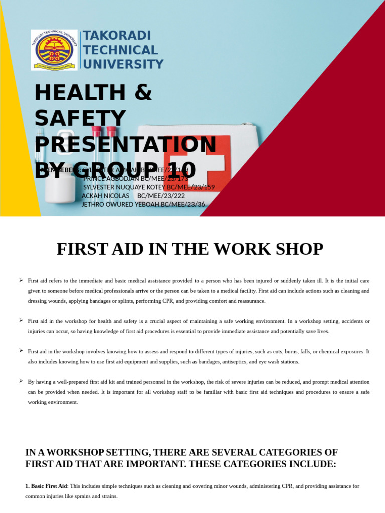 First Aid Essentials for Workshop Safety | PDF | First Aid ...