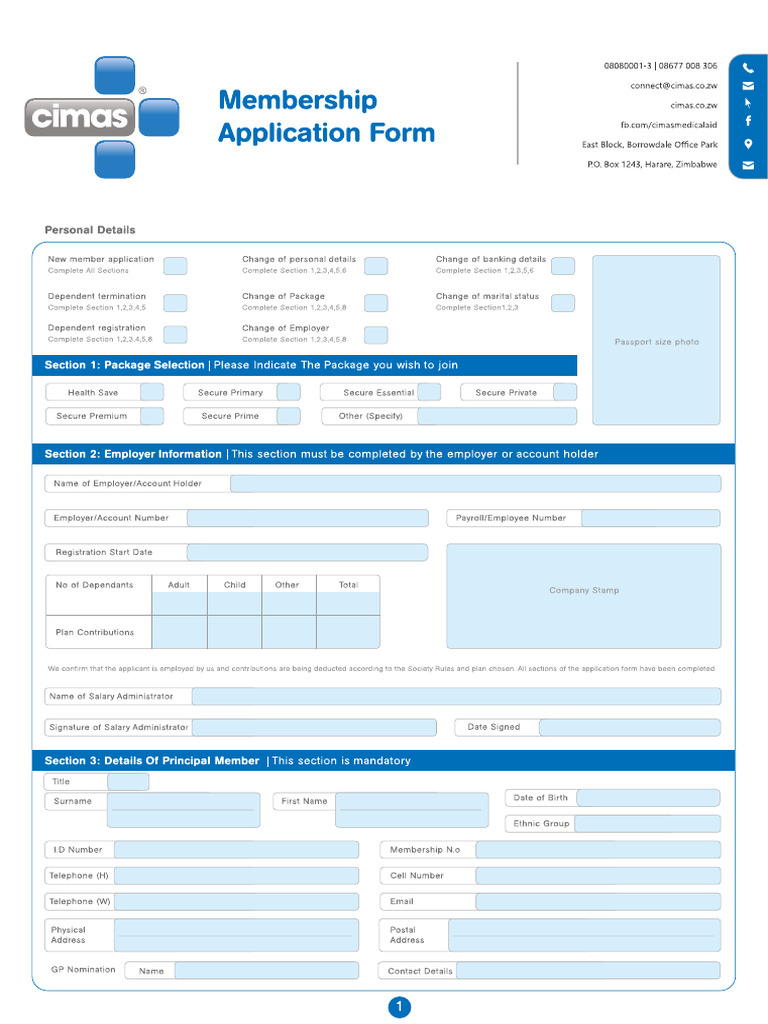 Cimas Membership Application Details | PDF