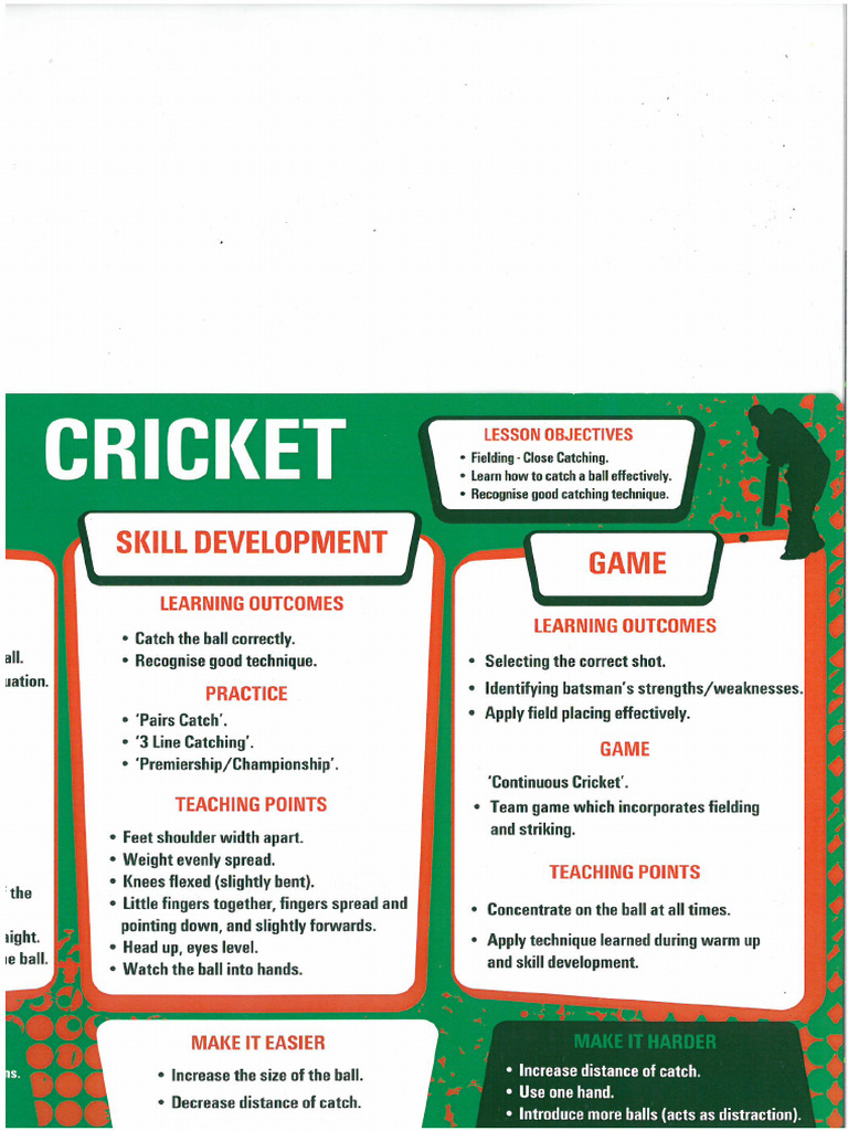 Cricket Catching Lesson Plan | PDF