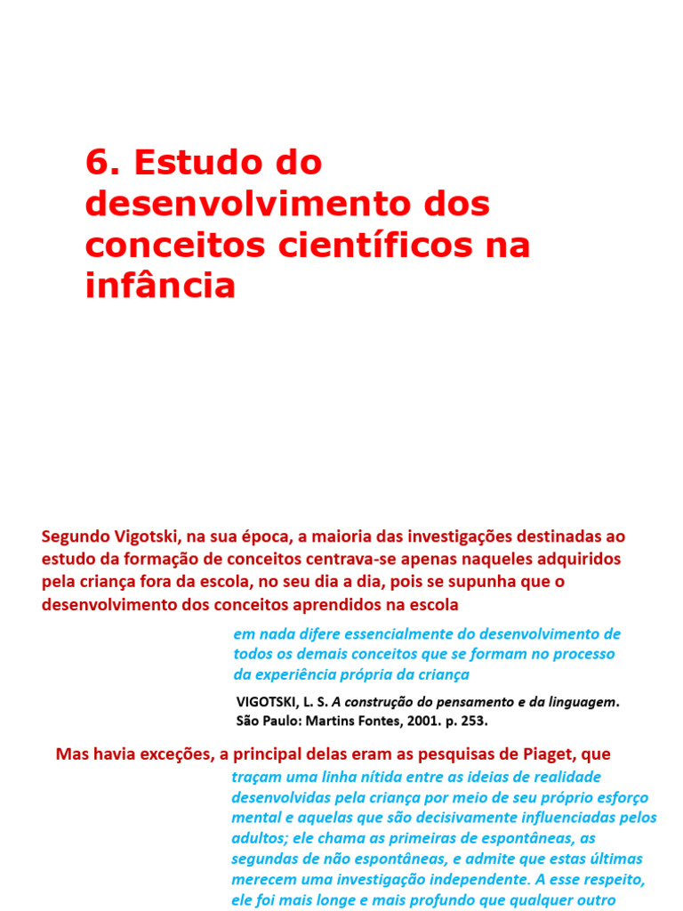 Desenvolvimento de Conceitos na Infância | PDF | Aprendizado | Psicologia
