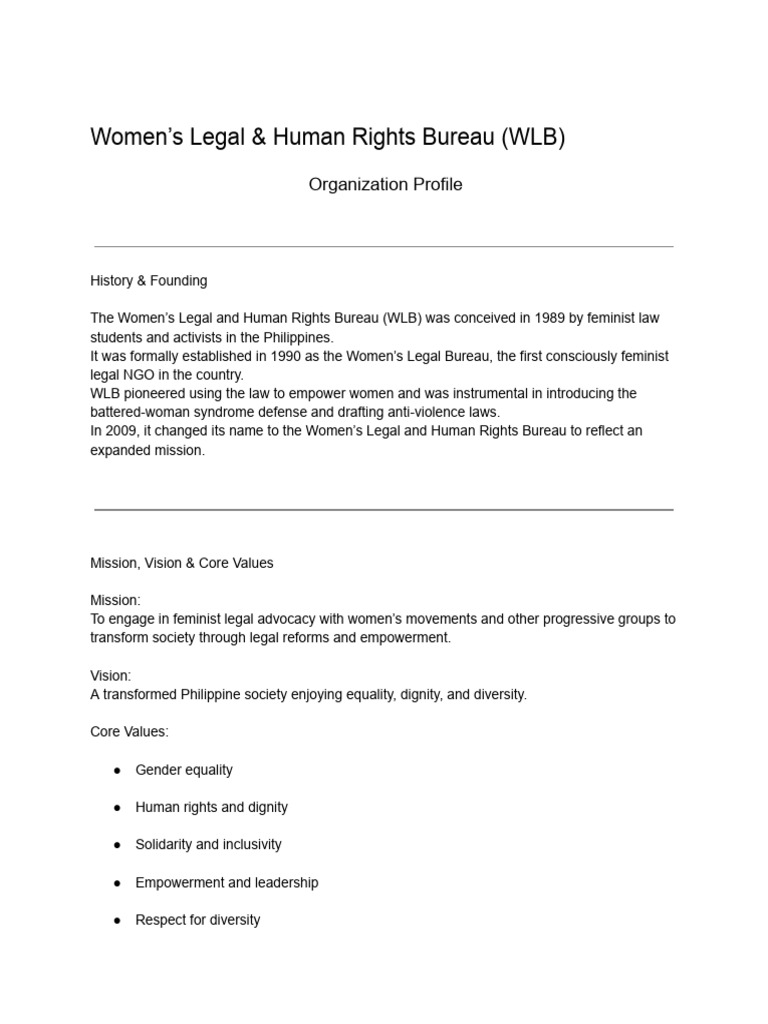 Women's Legal & Human Rights Bureau | PDF | Feminism | Gender Studies