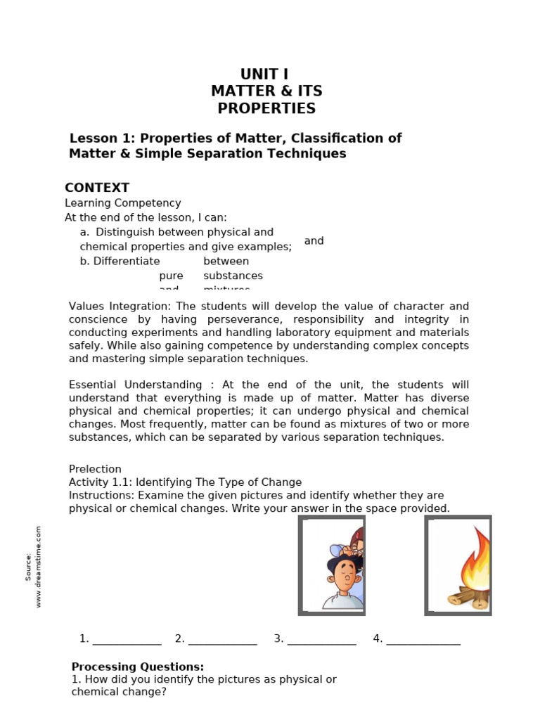 Properties and Classification of Matter | PDF | Chemical Substances ...