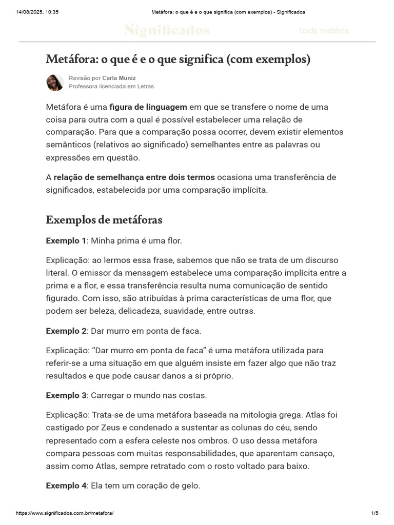 Metáfora - o Que É e o Que Significa (Com Exemplos) - Significados ...