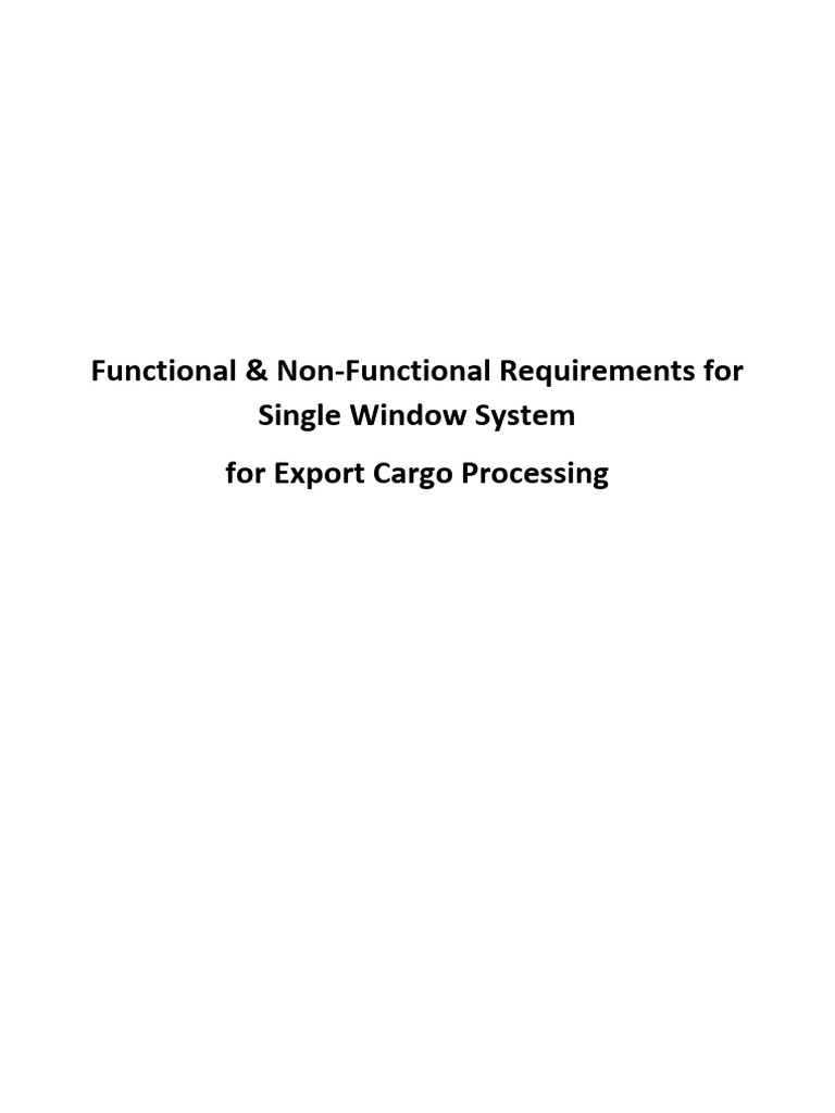 Functional Non Functioal Single Window System | PDF | Payments ...