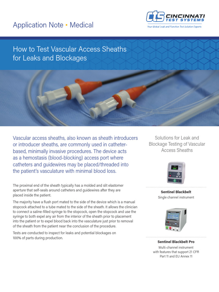 Leak Blockage Test Vascular Access Sheaths | PDF | Leak | Pressure
