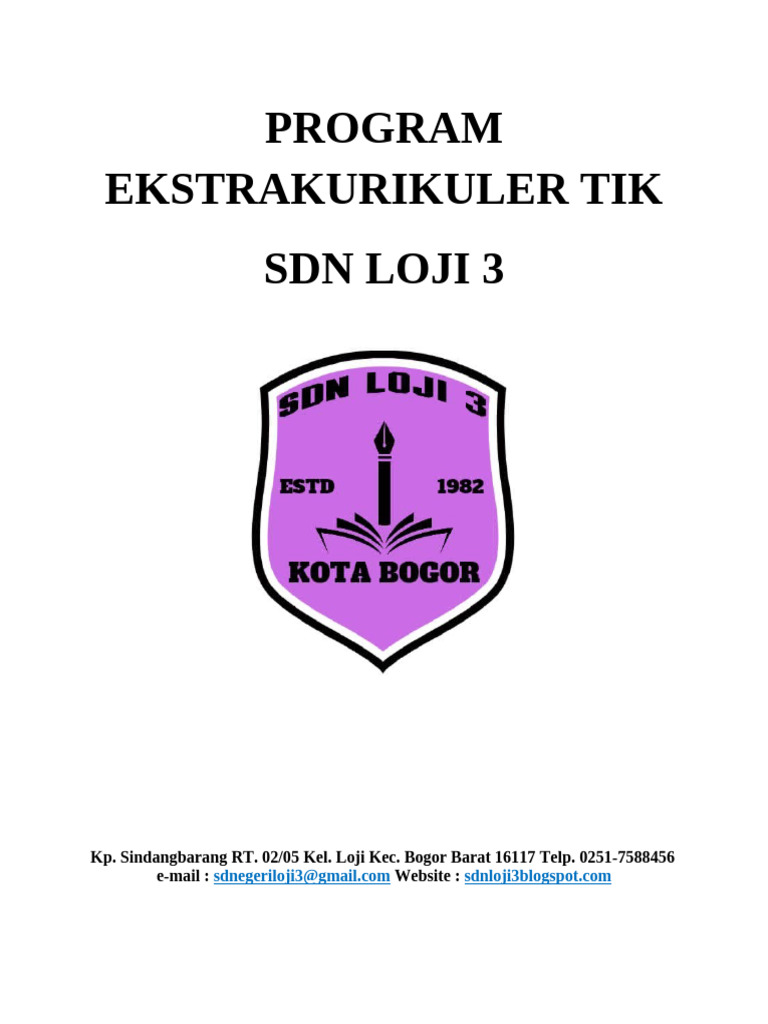 Program Ekstrakurikuler TIK SDN Loji 3 | PDF