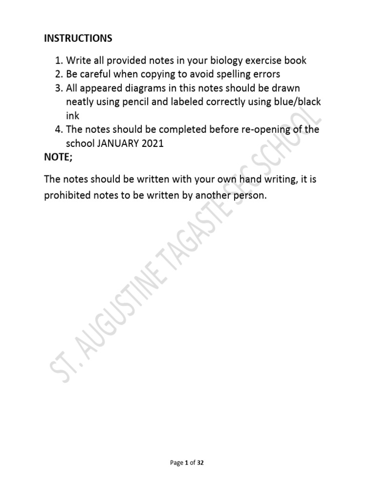 Biology Notes on Movement and Skeleton | PDF | Vertebra | Skeleton