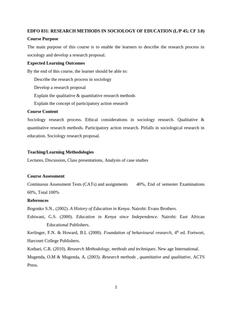 Sociology of Education Research Methods | PDF | Survey Methodology ...