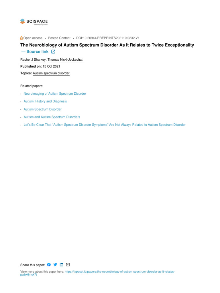 The Neurobiology of Autism Spectrum Disorder As It Relates Pwbx6mck7t ...