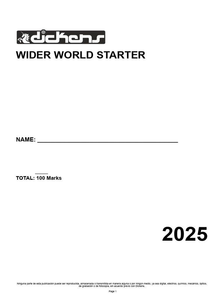Wider World Starter Unit 2 Test | PDF