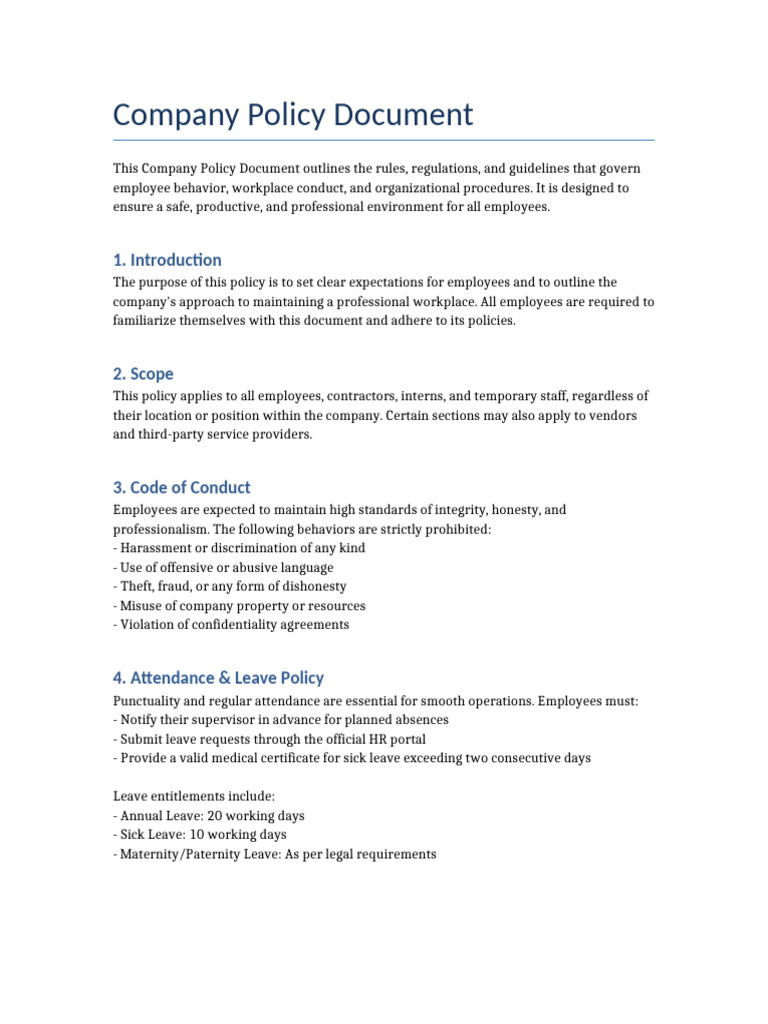 Detailed Policy Document | PDF | Employment | Occupational Safety And ...