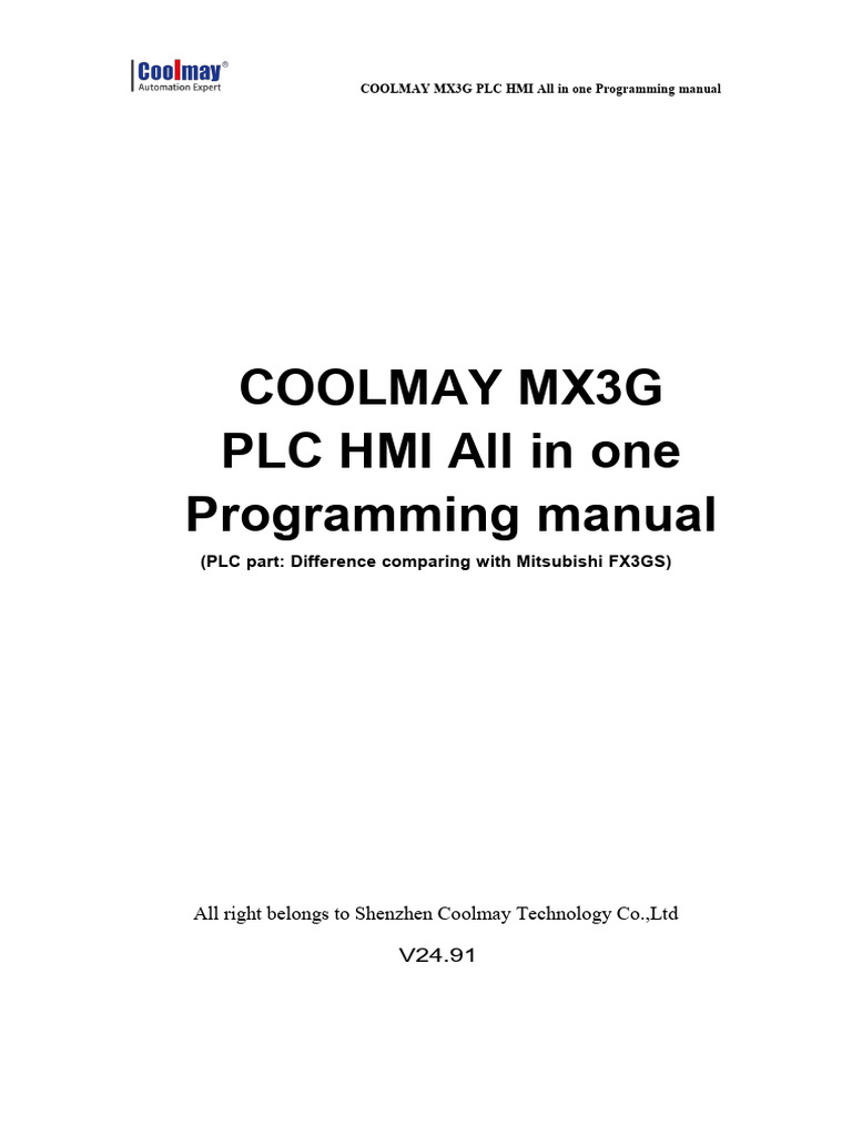 MX3G PLC HMI Programming Manual | PDF | Programmable Logic Controller ...