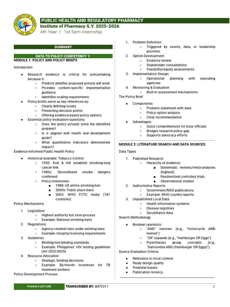 Summarized Doh Modules | PDF | Policy | Cost Effectiveness Analysis