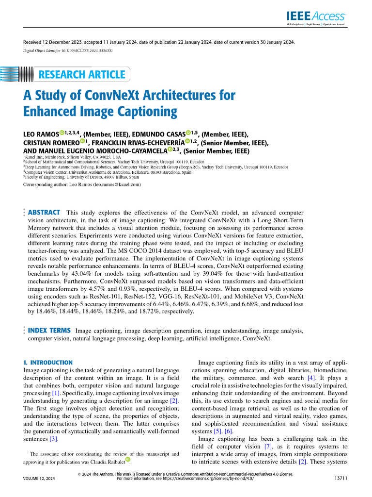 ConvNeXt for Enhanced Image Captioning | PDF | Computer Vision ...