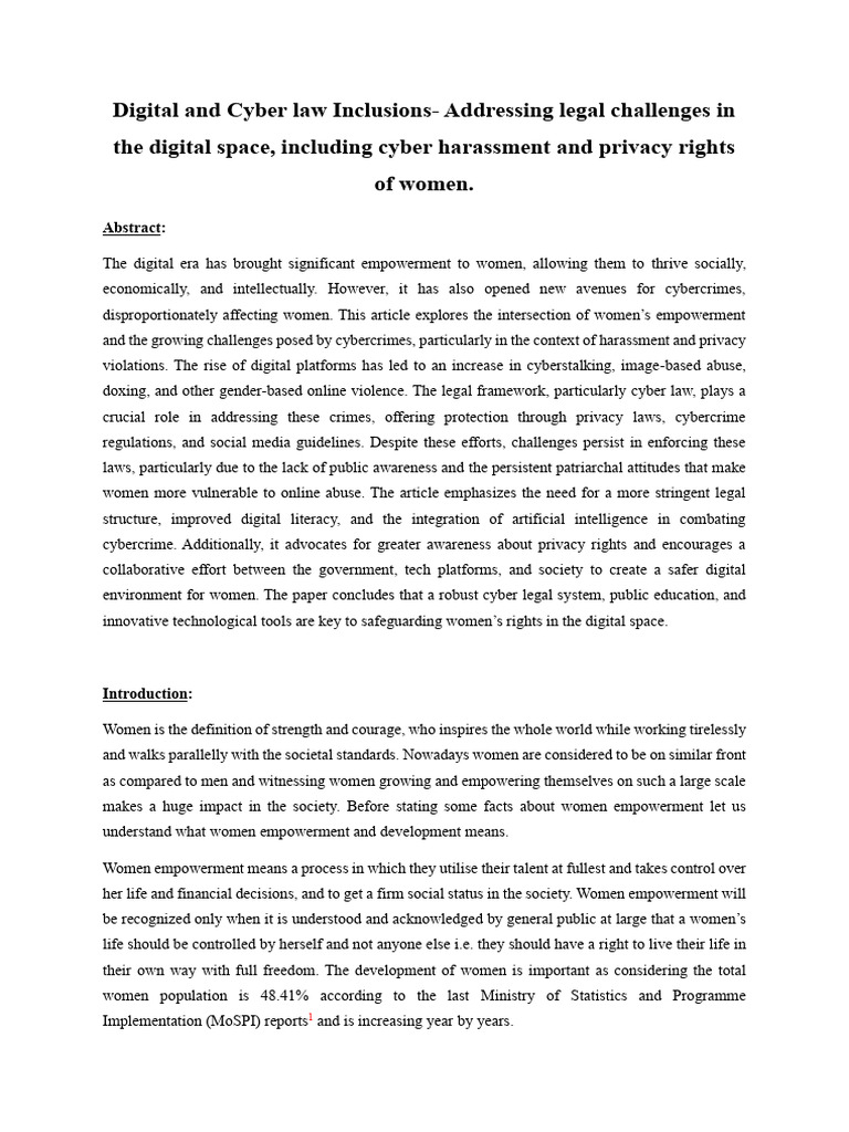 Cyber Law and Women's Digital Rights | PDF | Cybercrime | Cyberbullying