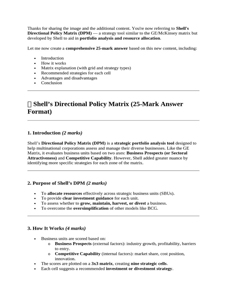 Shell Directional Policy Matrix | PDF | Cartesian Coordinate System ...