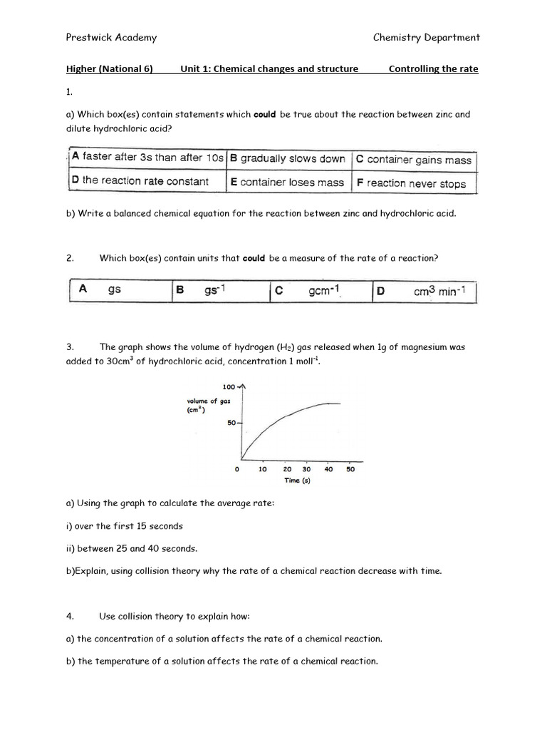 Chemistry Reaction Rates and Factors | PDF | Reaction Rate | Chemical ...