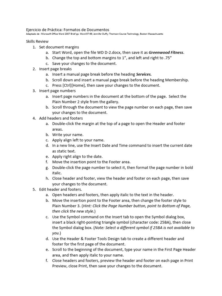 Document Formatting Practice Exercise | PDF | Computing | Software