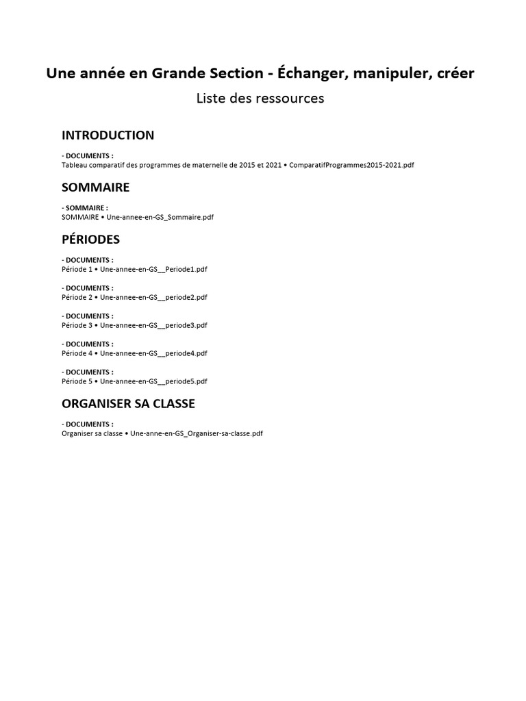 Ressources pour la Grande Section 2023 | PDF