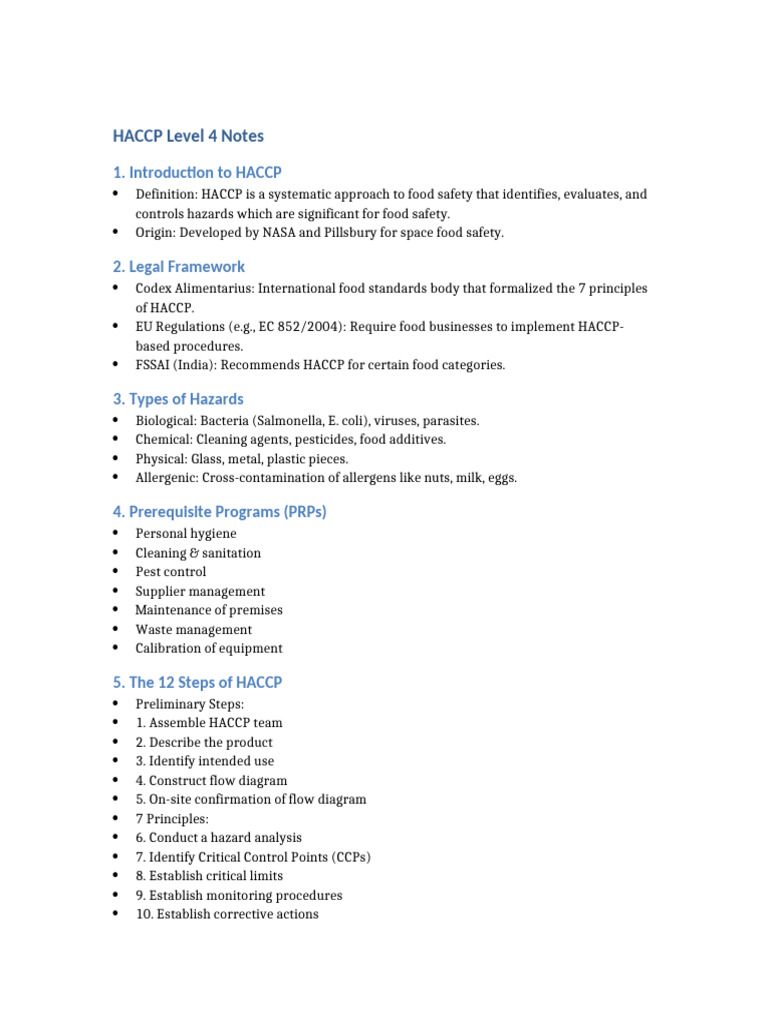 HACCP Level 4 Overview and Guidelines | PDF | Food Safety ...