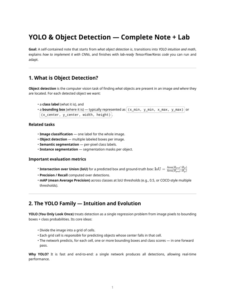 YOLO Object Detection Overview and Lab | PDF | Image Segmentation ...