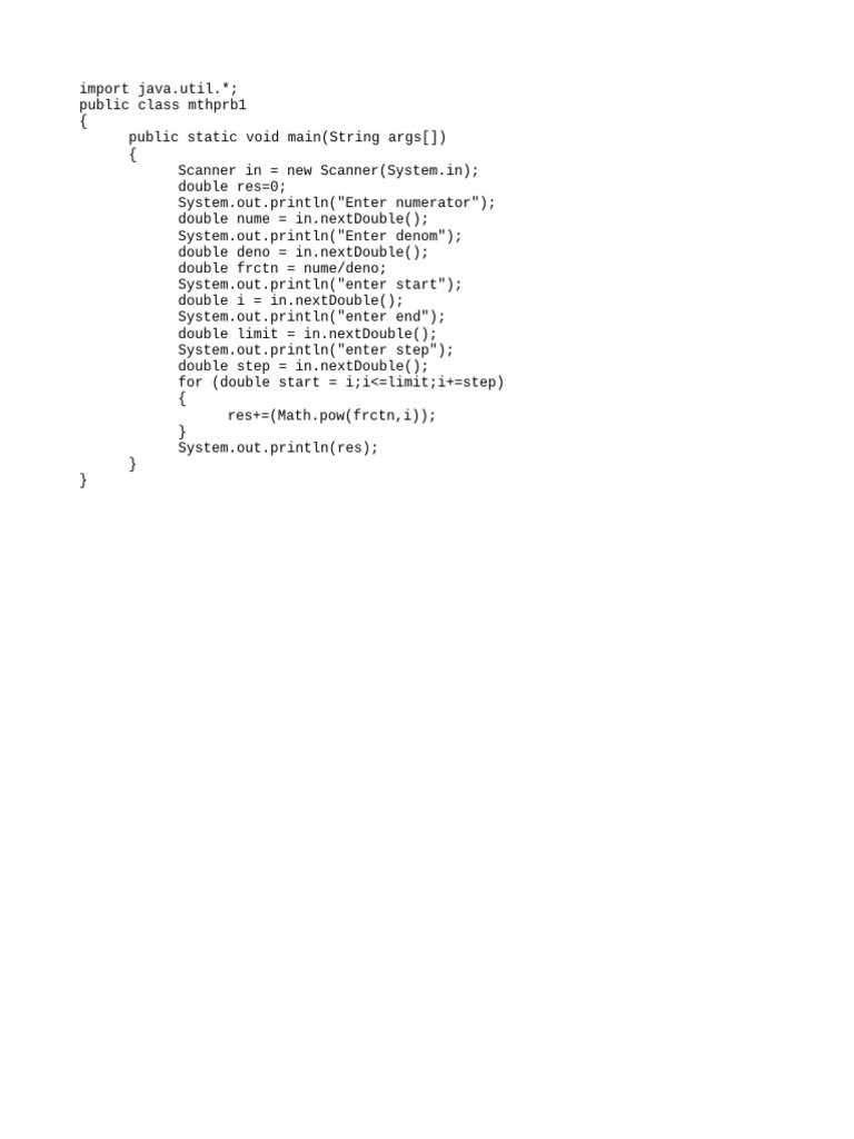Java Program for Fraction Power Sum | PDF