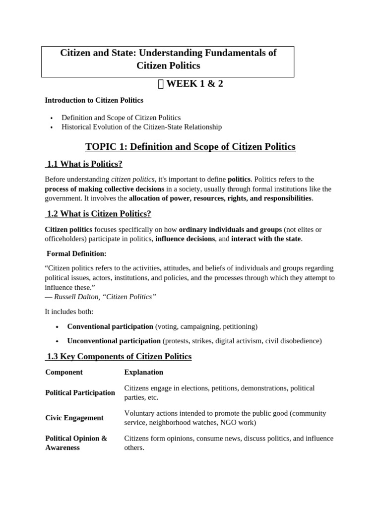 Understanding Citizen Politics | PDF | Citizenship | Democracy