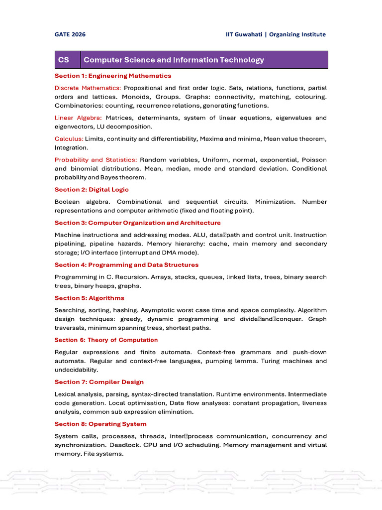CS 2026 Syllabus | PDF