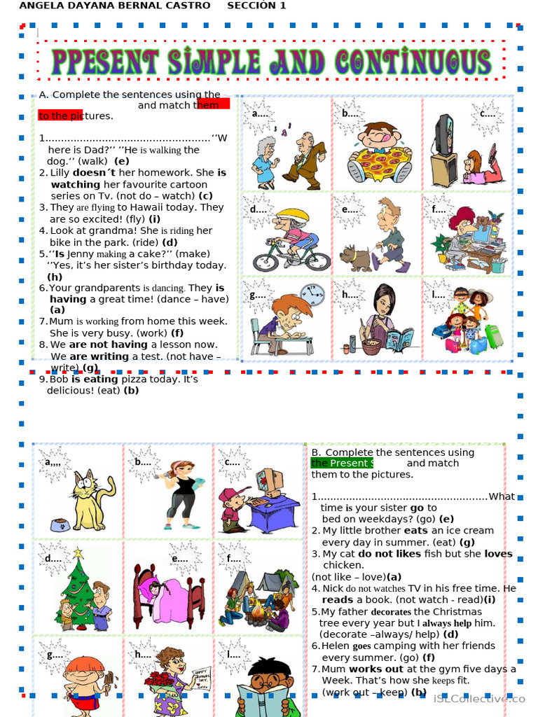 PRESENT SIMPLE and CONTINUOUS 2 WORKSHEET | PDF