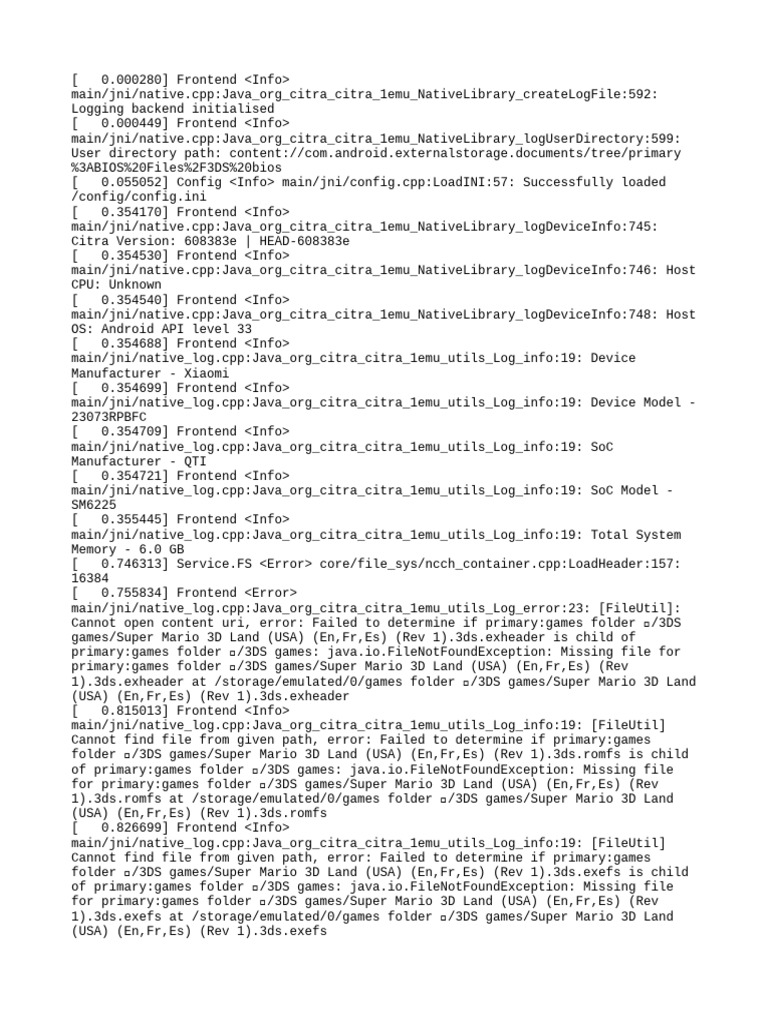 Citra Emulator Log Errors on Android | PDF | The Legend Of Zelda ...