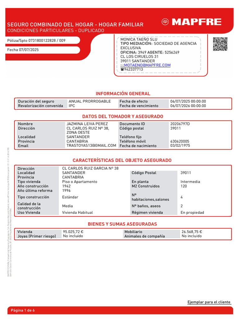 Seguro Combinado del Hogar Mapfre | PDF | Póliza de seguros | Seguro
