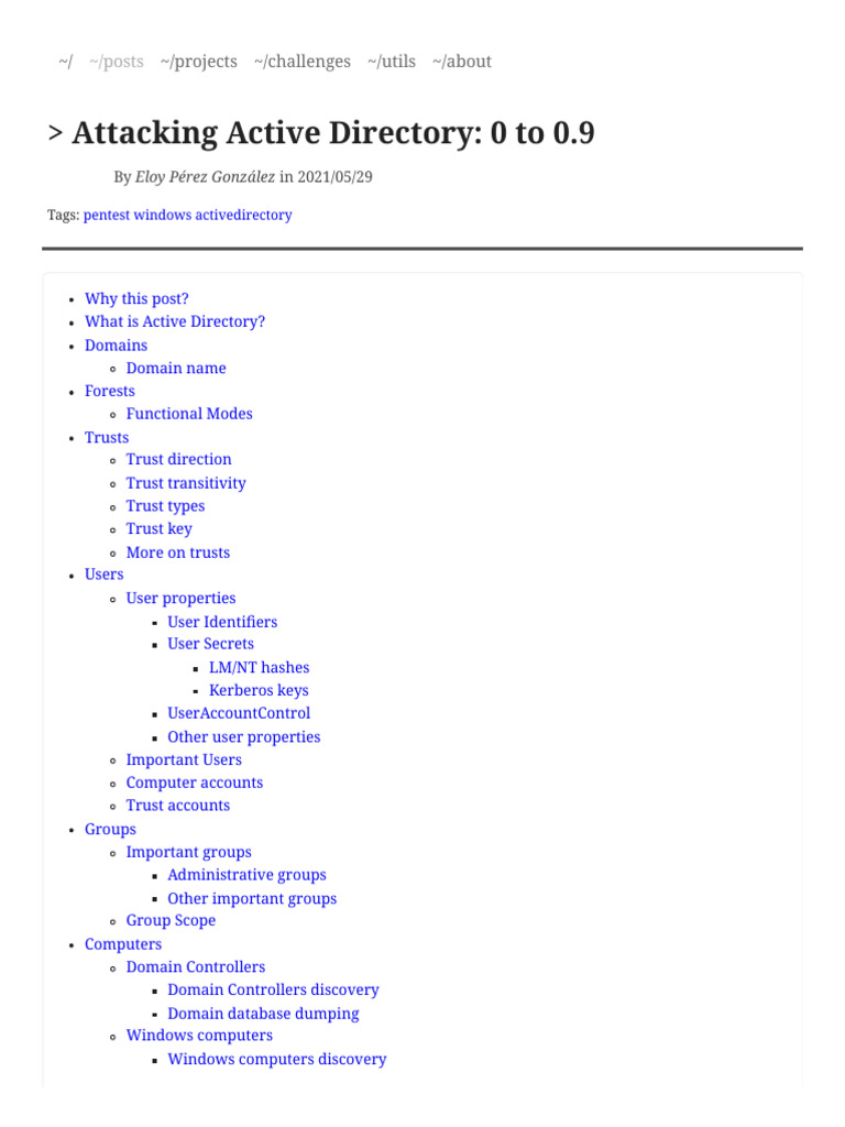 Active Directory Pentesting Guide | PDF | Network Protocols | Computer ...